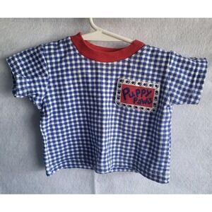 vintage cotton club baby shirt red white blue puppy paws 3/6 months‎